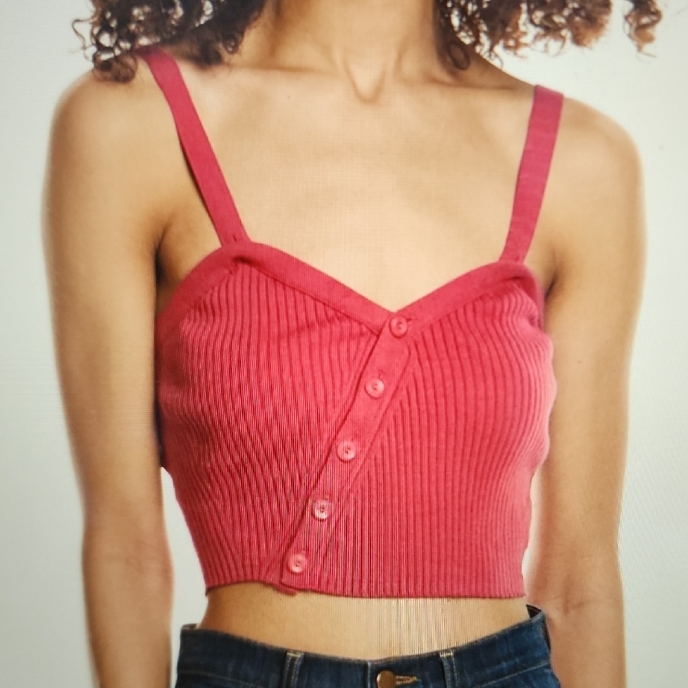Ba&Sh Pink Ribbed Cubalt Crop Top Size S